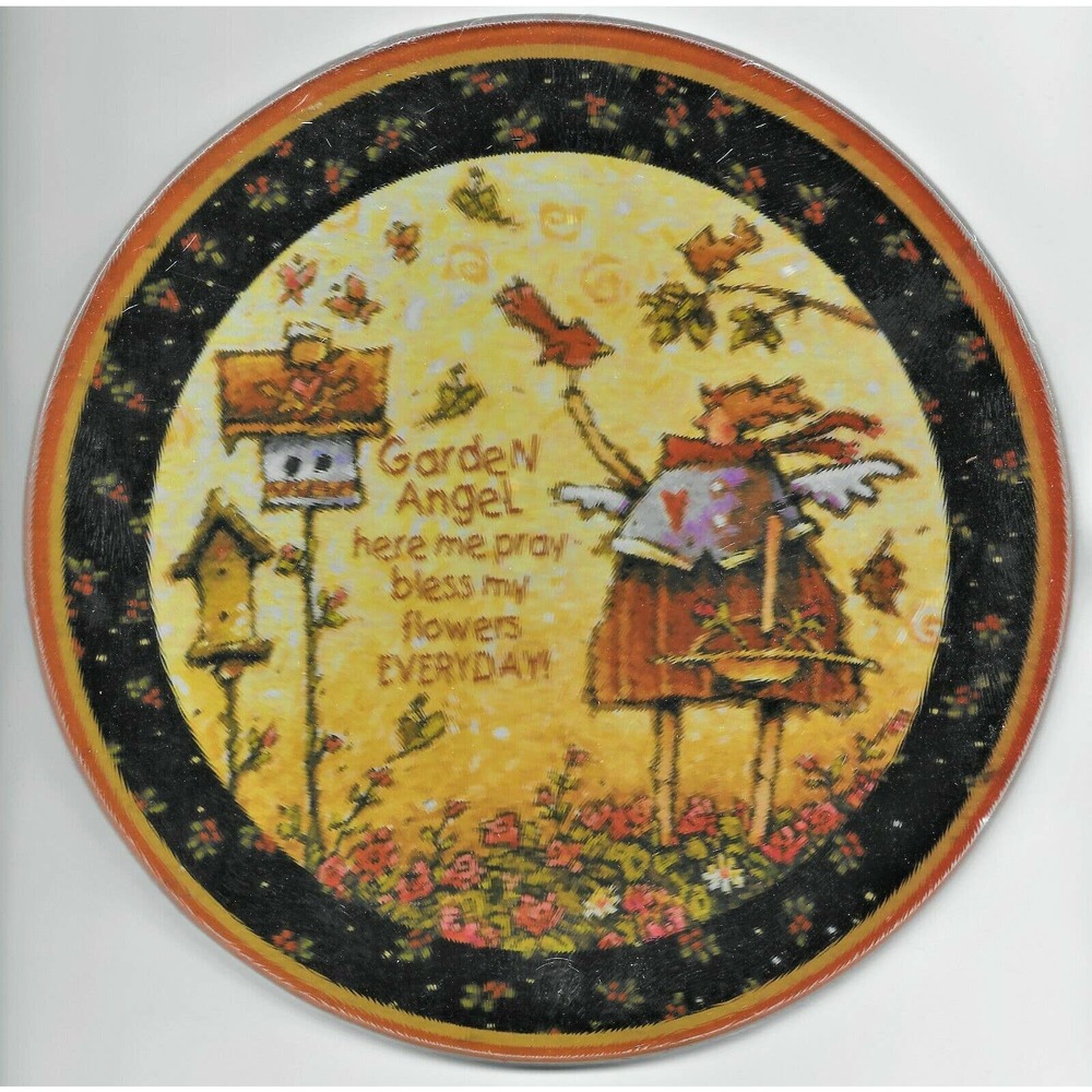 Garden Angel Tempered Glass 8" Round Trivet